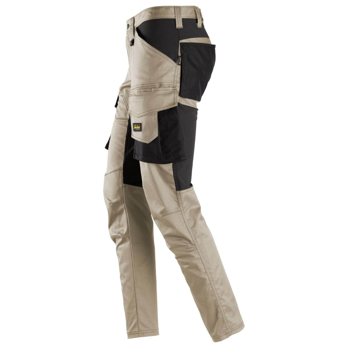 Snickers 6803 AllroundWork Stretch Trousers without Knee Pad Pockets Khaki Black left3925734 #colour_khaki-black