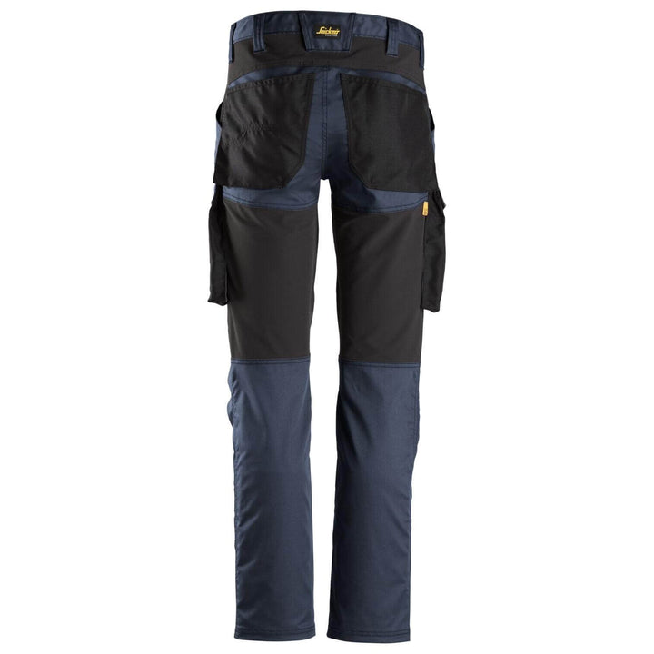 Snickers 6803 AllroundWork Stretch Trousers without Knee Pad Pockets Navy Black back #colour_navy-black