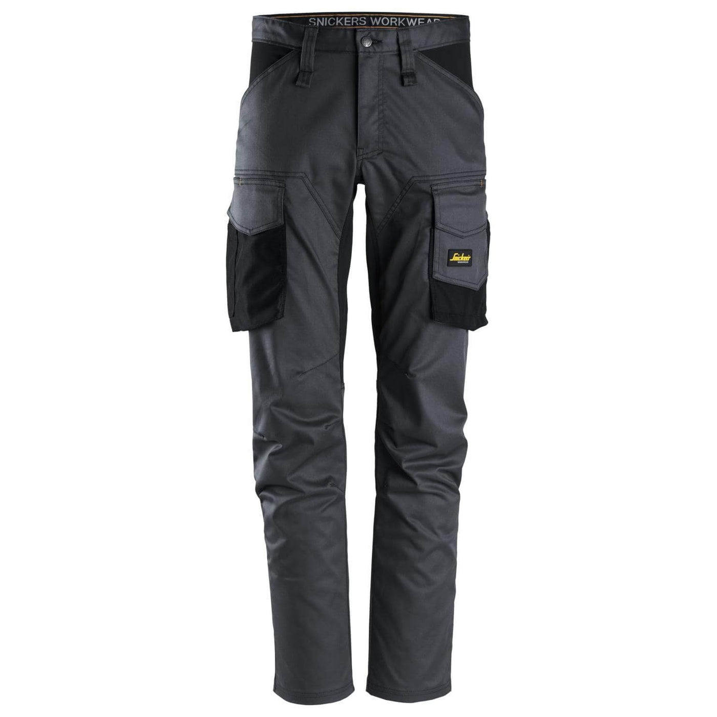 Snickers 6803 AllroundWork Stretch Trousers without Knee Pad Pockets Steel Grey Black Main #colour_steel-grey-black