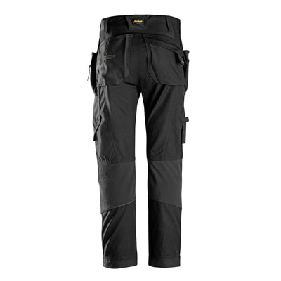 Snickers 6902 FlexiWork Lightweight Work Trousers with Holster Pockets Black Black back #colour_black-black