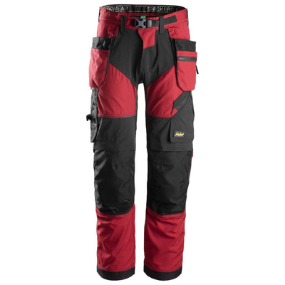 Snickers 6902 FlexiWork Lightweight Work Trousers with Holster Pockets Chili Red Black Main #colour_chili-red-black