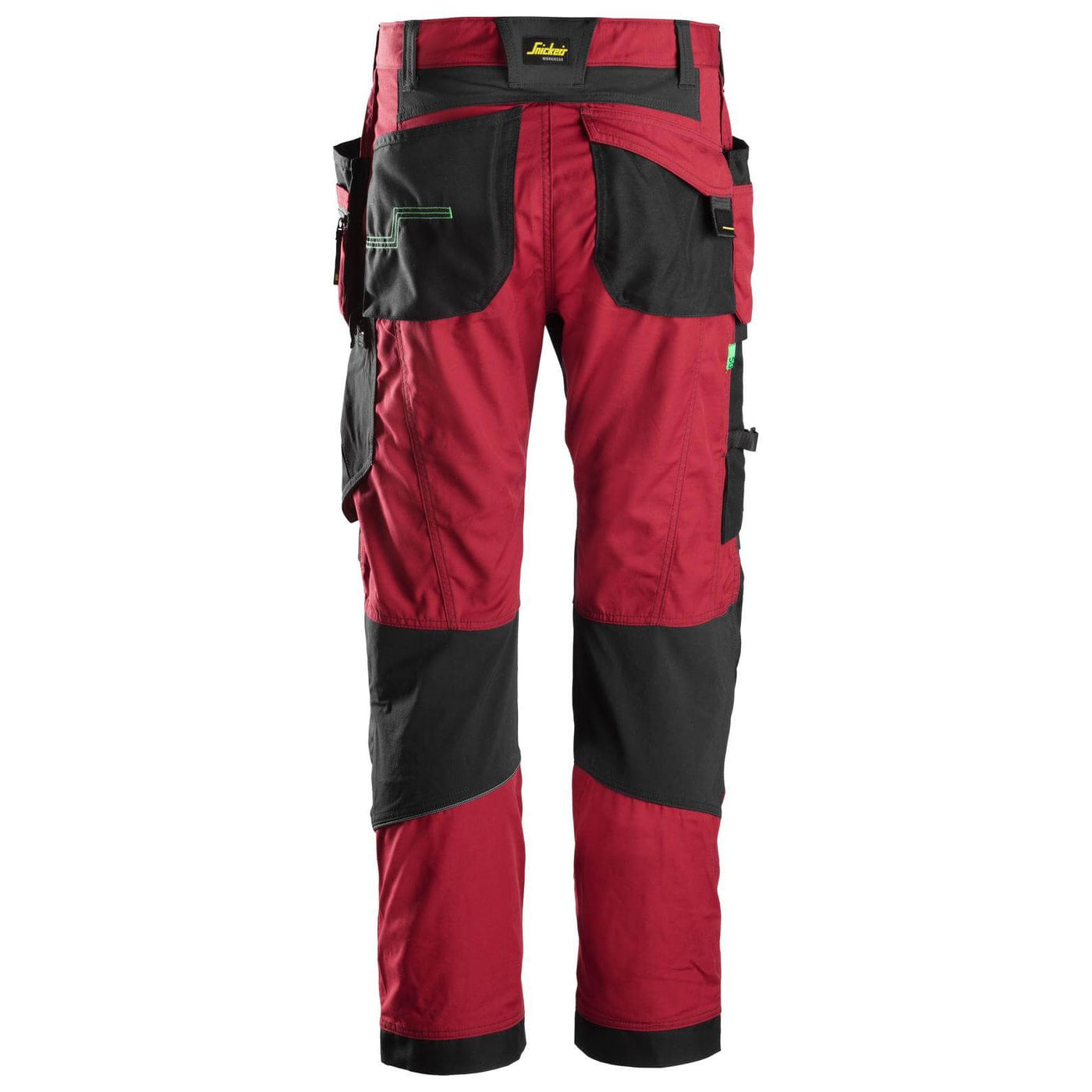 Snickers 6902 FlexiWork Lightweight Work Trousers with Holster Pockets Chili Red Black back #colour_chili-red-black