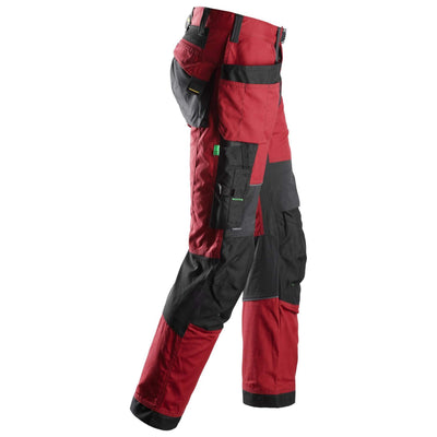 Snickers 6902 FlexiWork Lightweight Work Trousers with Holster Pockets Chili Red Black right #colour_chili-red-black