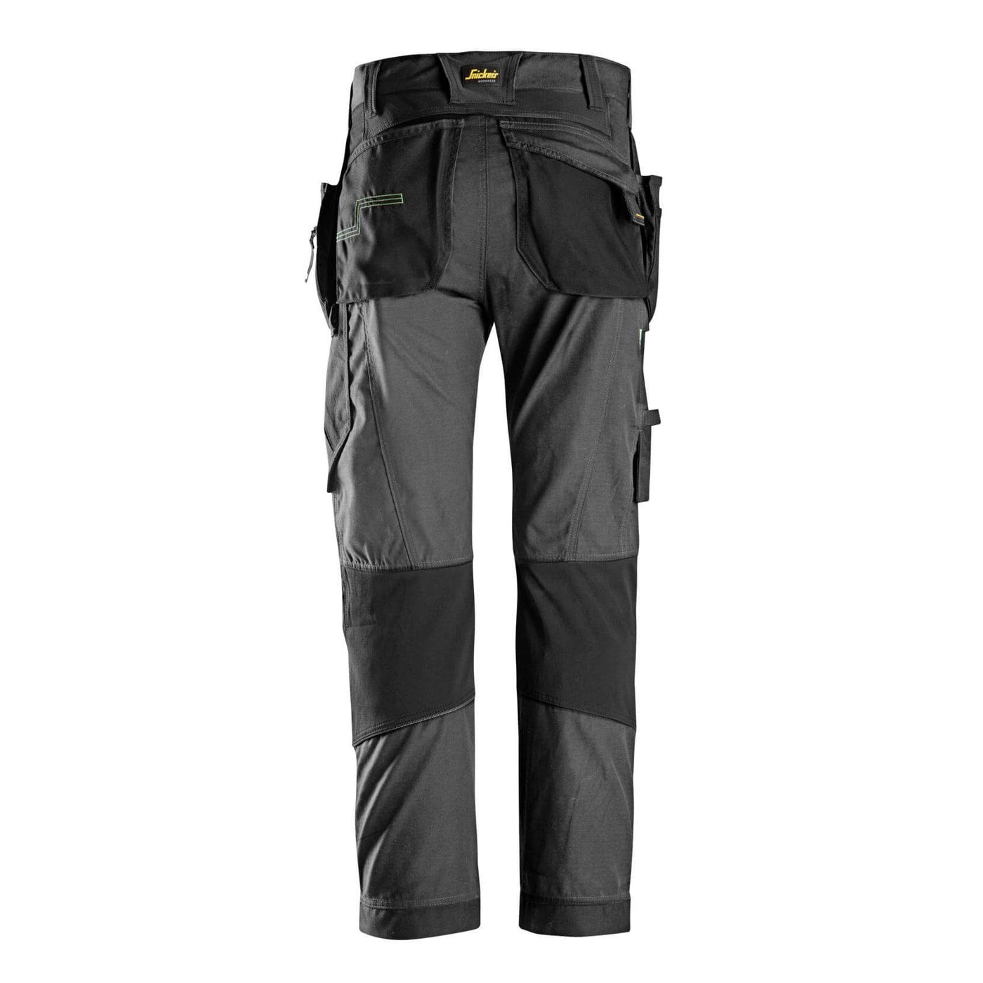 Snickers 6902 FlexiWork Lightweight Work Trousers with Holster Pockets Steel Grey Black back #colour_steel-grey-black