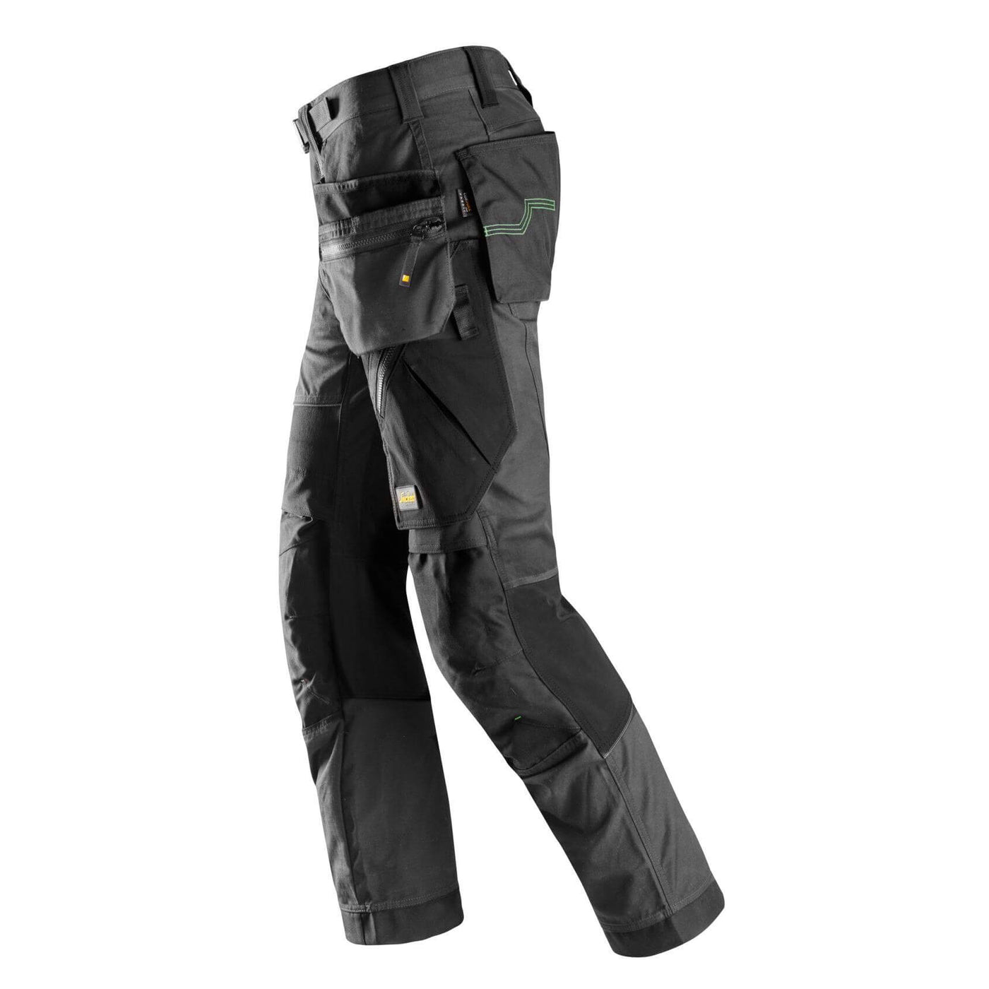 Snickers 6902 FlexiWork Lightweight Work Trousers with Holster Pockets Steel Grey Black left #colour_steel-grey-black