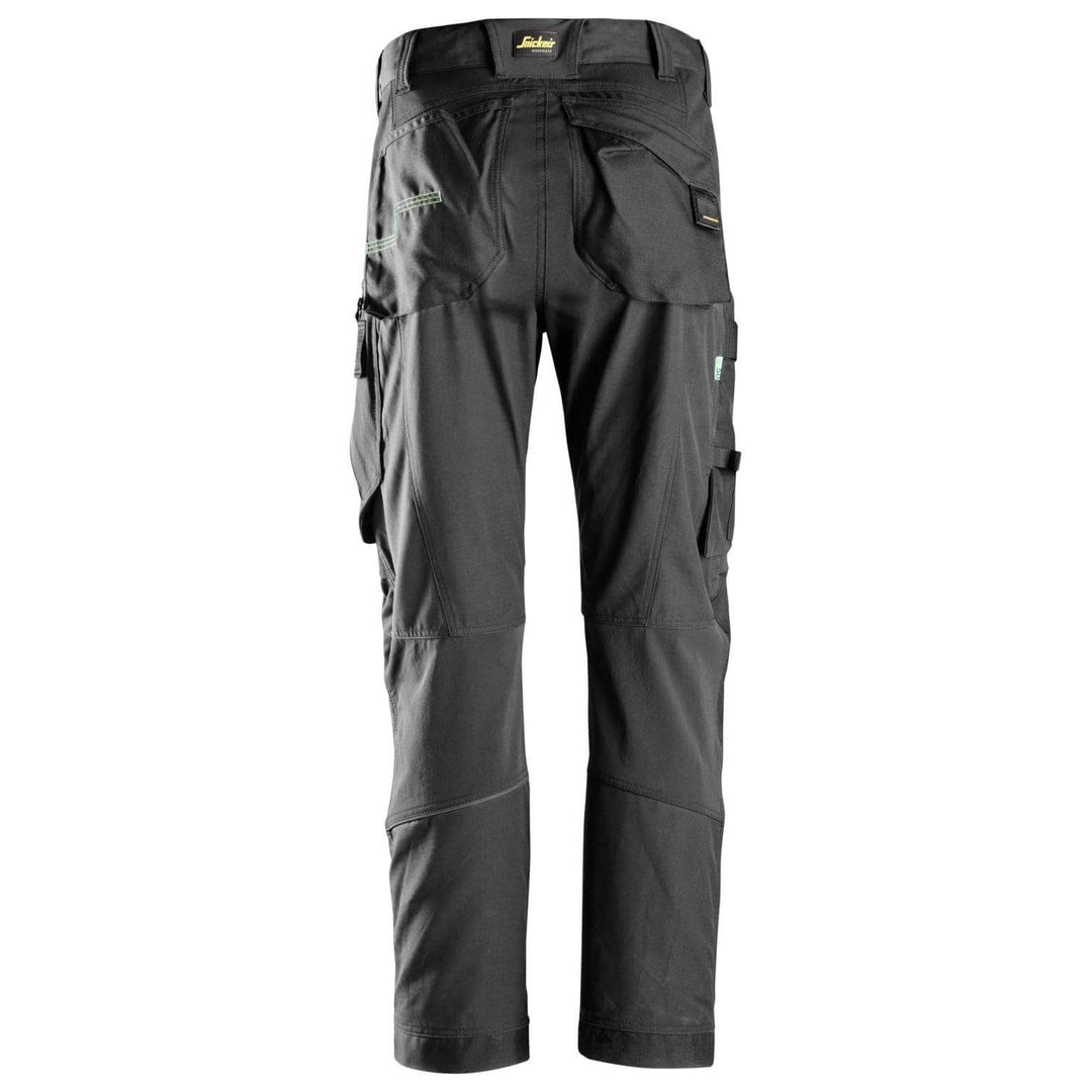 Snickers 6903 FlexiWork Lightweight Work Trousers Black Black back #colour_black-black