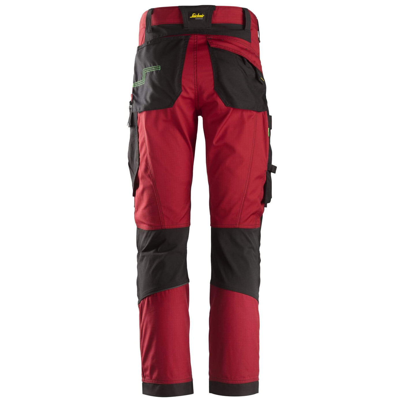 Snickers 6903 FlexiWork Lightweight Work Trousers Chili Red Black back #colour_chili-red-black