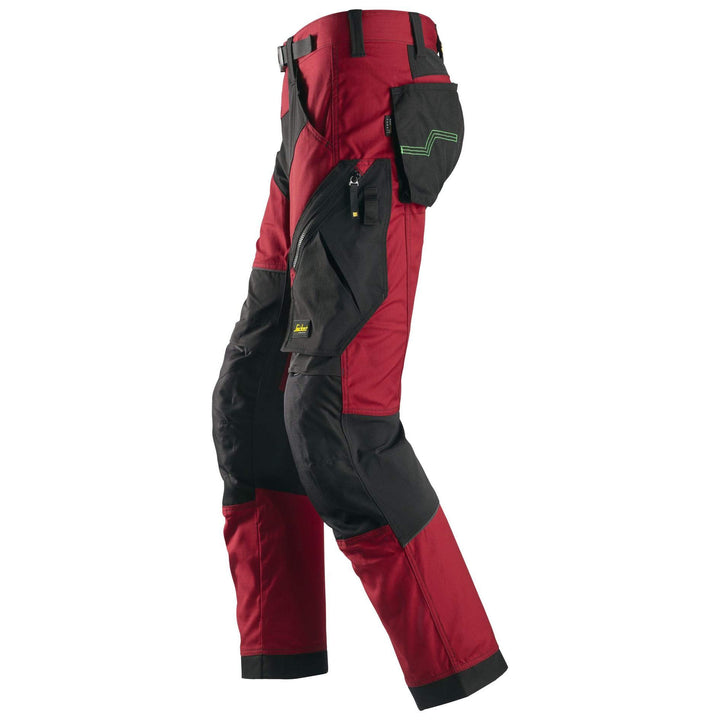 Snickers 6903 FlexiWork Lightweight Work Trousers Chili Red Black left #colour_chili-red-black