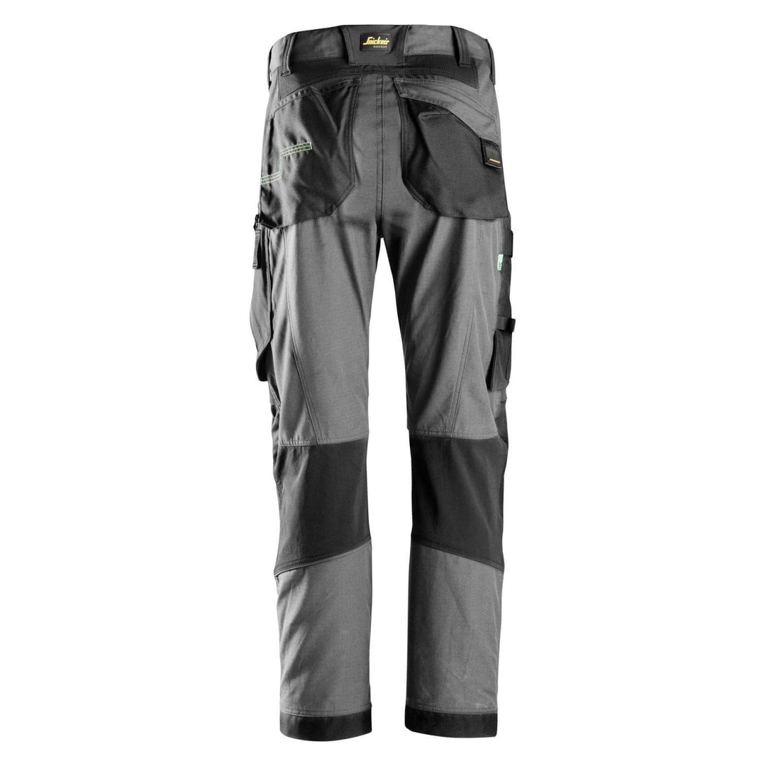 Snickers 6903 FlexiWork Lightweight Work Trousers Steel Grey Black back #colour_steel-grey-black