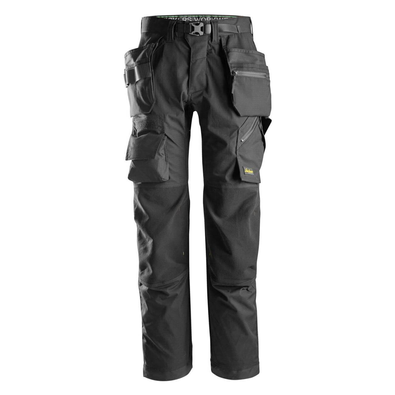 Snickers 6923 FlexiWork Lightweight Floorlayer Trousers with Holster Pockets Black Black Main #colour_black-black