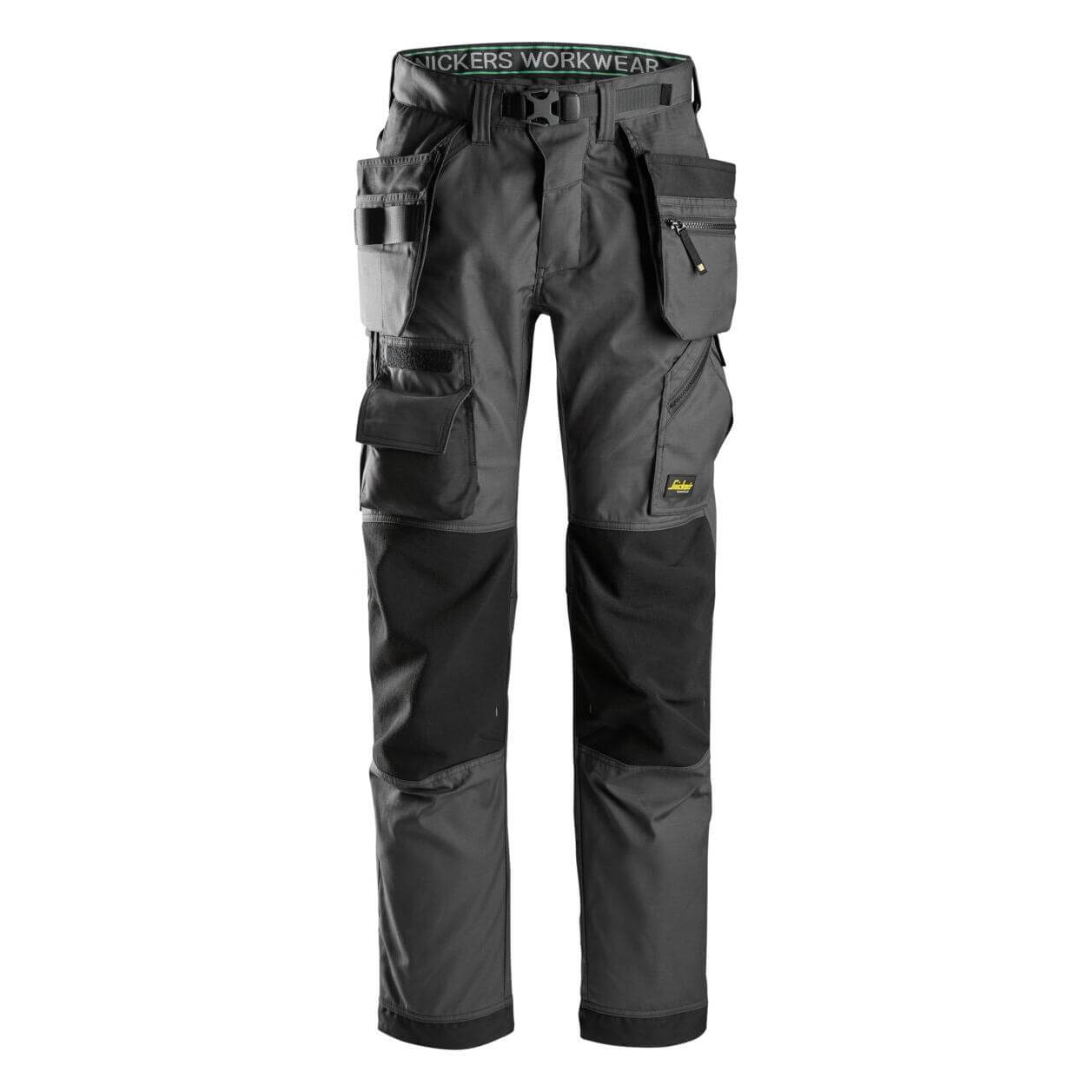 Snickers 6923 FlexiWork Lightweight Floorlayer Trousers with Holster Pockets Steel Grey Black Main #colour_steel-grey-black