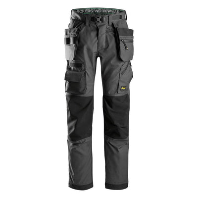 Snickers 6923 FlexiWork Lightweight Floorlayer Trousers with Holster Pockets Steel Grey Black Main #colour_steel-grey-black