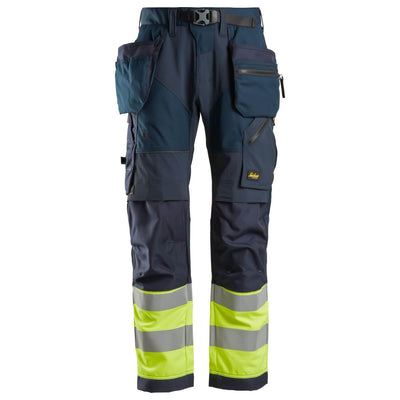 Snickers 6931 Lightweight Hi Vis Work Trousers with Holster Pockets Class 1 Navy Hi Visibilty Yellow Main #colour_navy-hi-visibilty-yellow