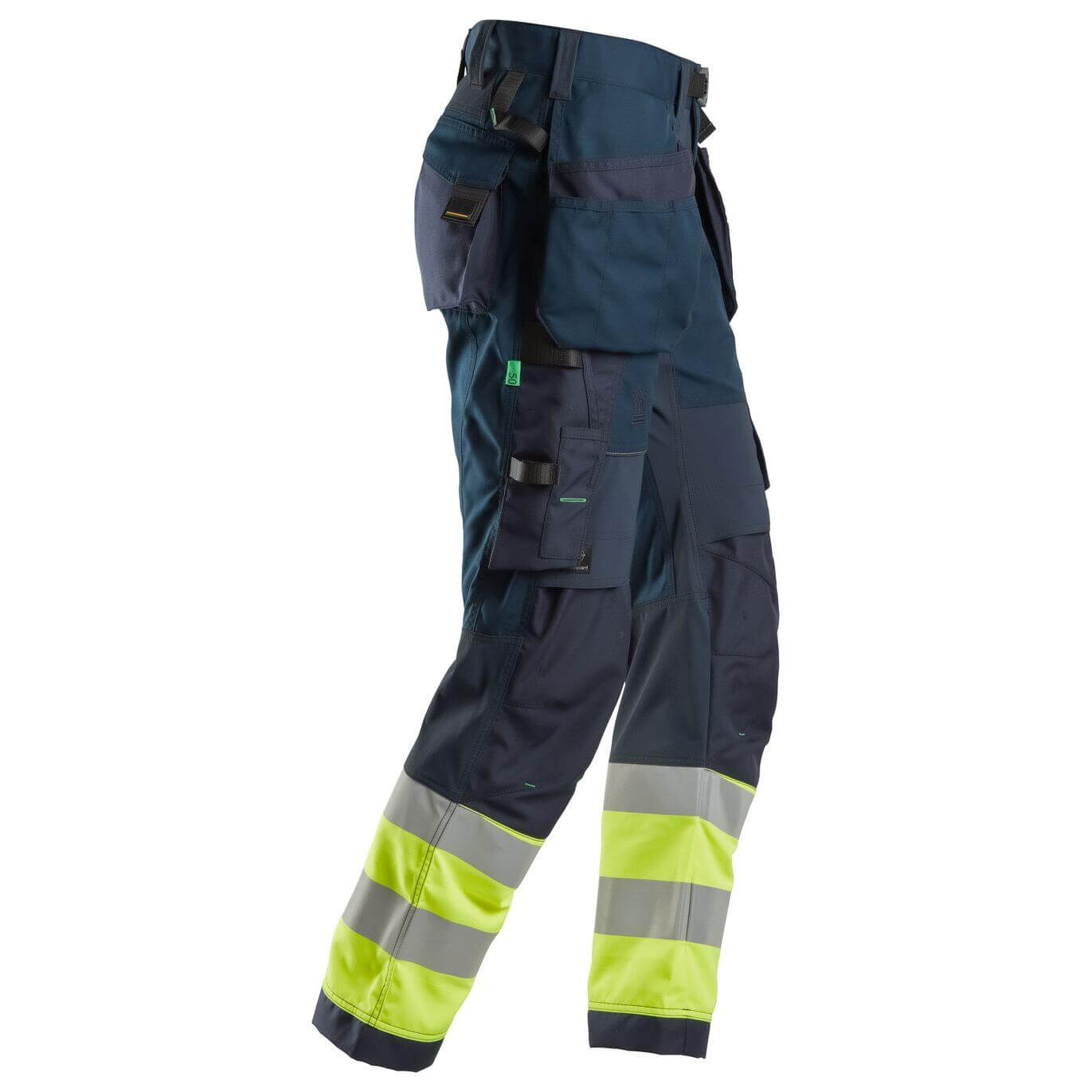 Snickers 6931 Lightweight Hi Vis Work Trousers with Holster Pockets Class 1 Navy Hi Visibilty Yellow right #colour_navy-hi-visibilty-yellow