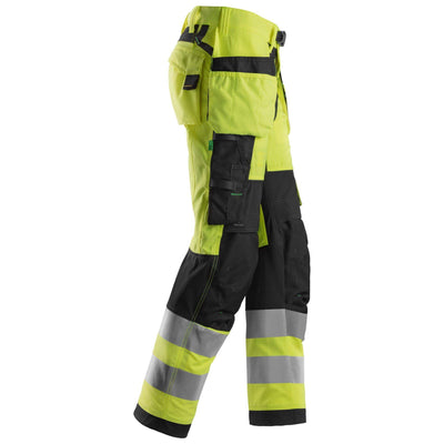 Snickers 6932 Lightweight Hi Vis Work Trousers with Holster Pockets Class 2 Hi Vis Yellow Black right #colour_hi-vis-yellow-black