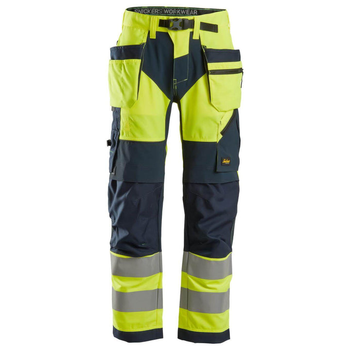 Snickers 6932 Lightweight Hi Vis Work Trousers with Holster Pockets Class 2 Hi Vis Yellow Navy Blue Main #colour_hi-vis-yellow-navy-blue