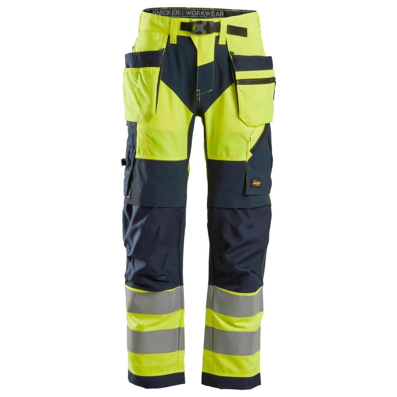 Snickers 6932 Lightweight Hi Vis Work Trousers with Holster Pockets Class 2 Hi Vis Yellow Navy Blue Main #colour_hi-vis-yellow-navy-blue