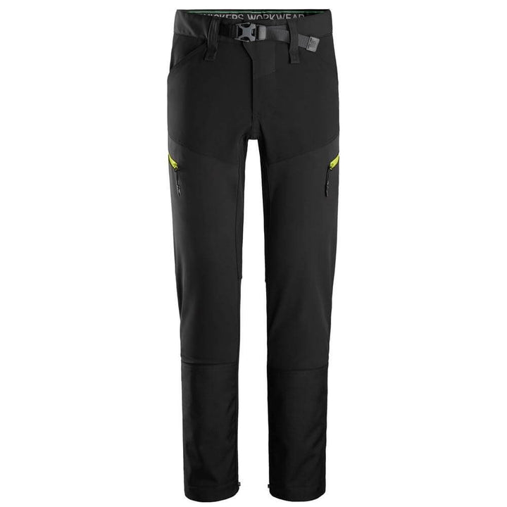 Snickers 6948 FlexiWork Softshell Stretch Trousers Black Neon Yellow Main #colour_black-neon-yellow