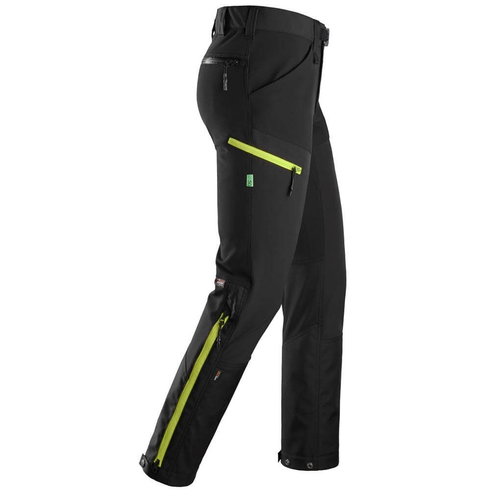 Snickers 6948 FlexiWork Softshell Stretch Trousers Black Neon Yellow right #colour_black-neon-yellow