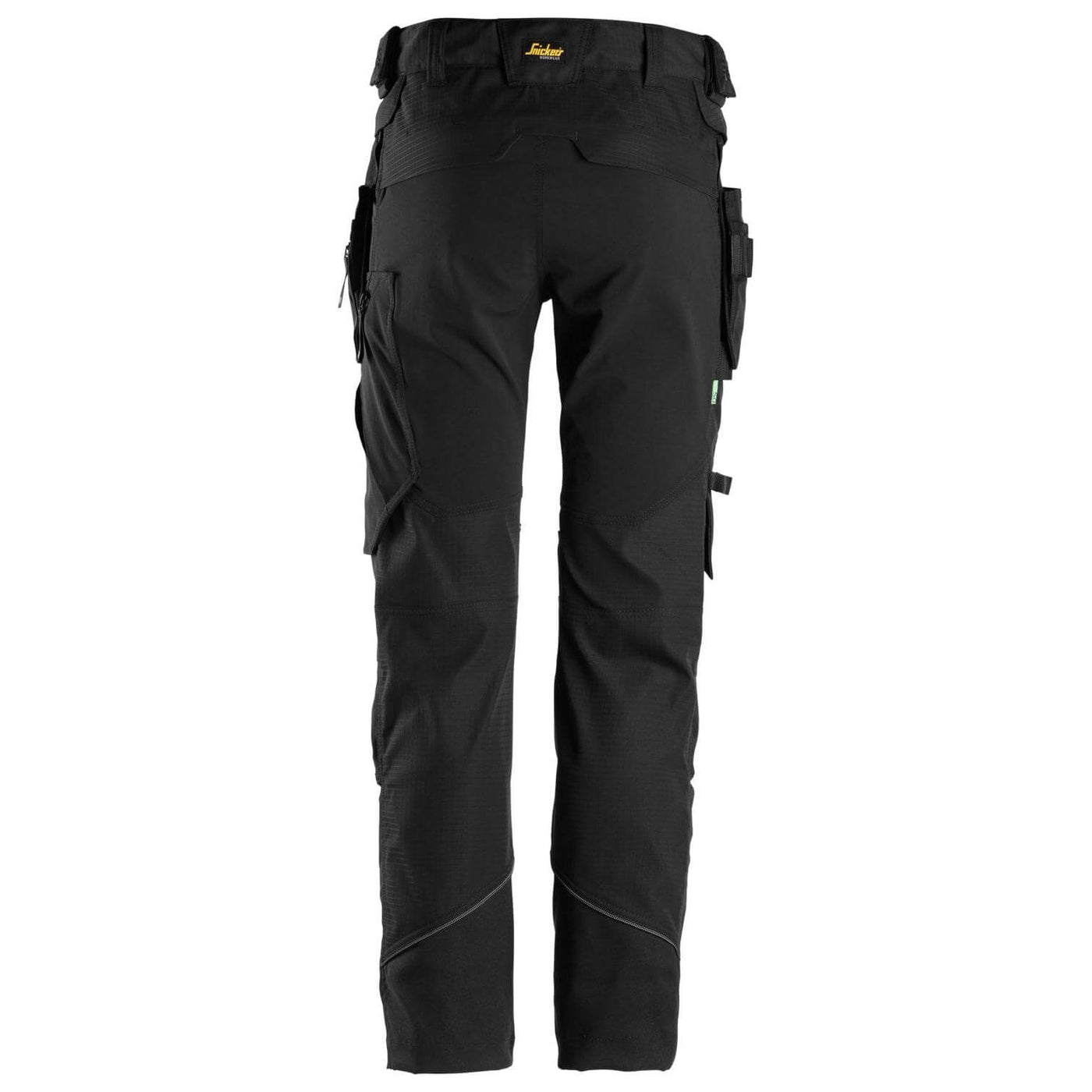 Snickers 6972 Slim Fit Ripstop Work Trousers with Detachable Holster Pockets Black Black back #colour_black-black