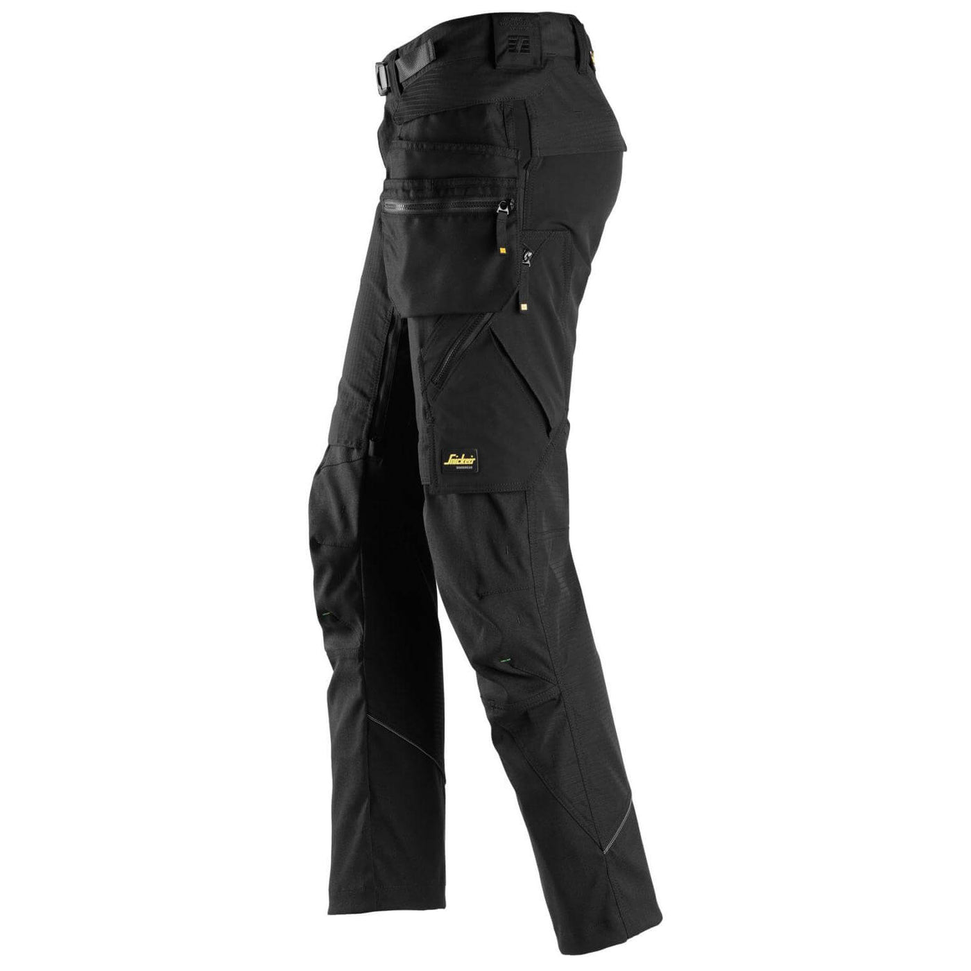 Snickers 6972 Slim Fit Ripstop Work Trousers with Detachable Holster Pockets Black Black left #colour_black-black