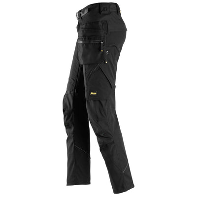 Snickers 6972 Slim Fit Ripstop Work Trousers with Detachable Holster Pockets Black Black left #colour_black-black