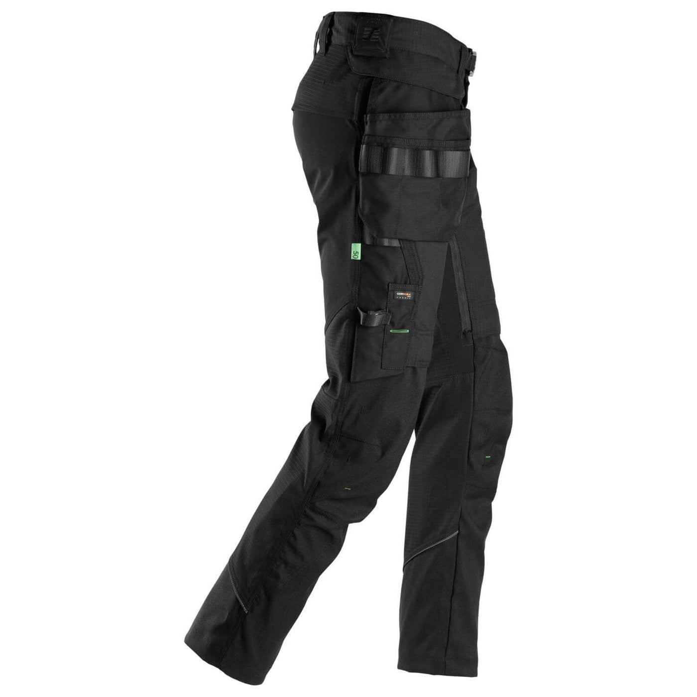 Snickers 6972 Slim Fit Ripstop Work Trousers with Detachable Holster Pockets Black Black right #colour_black-black