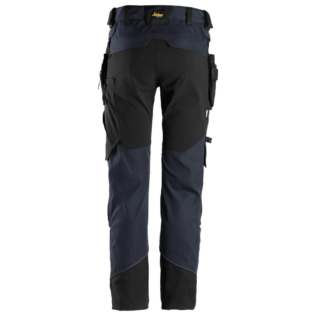 Snickers 6972 Slim Fit Ripstop Work Trousers with Detachable Holster Pockets Navy Black back #colour_navy-black