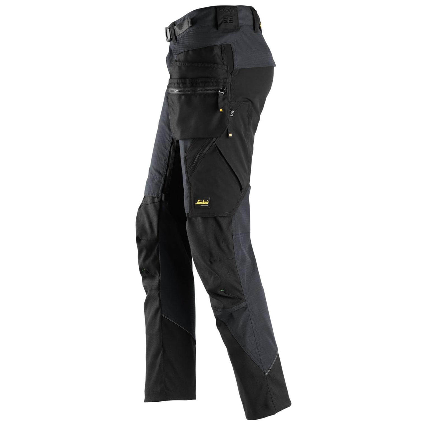 Snickers 6972 Slim Fit Ripstop Work Trousers with Detachable Holster Pockets Steel Grey Black left #colour_steel-grey-black