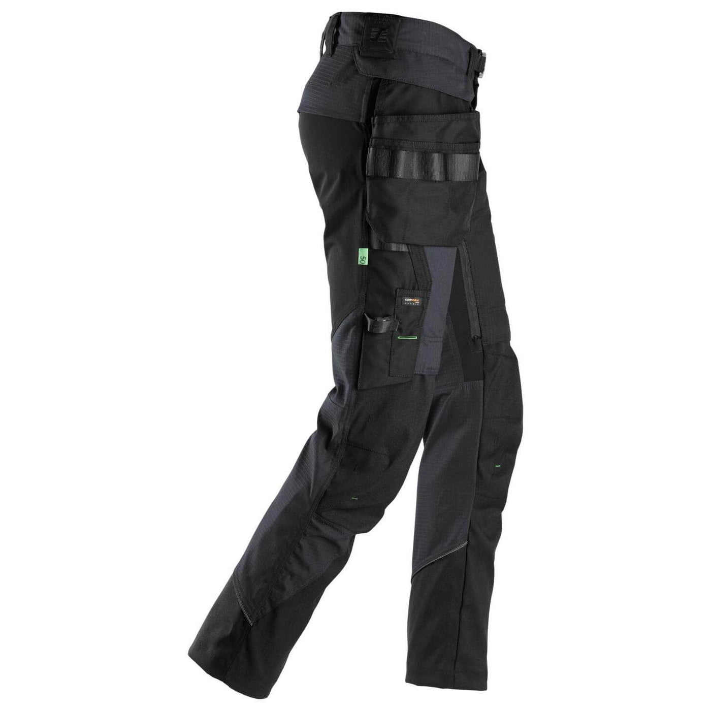 Snickers 6972 Slim Fit Ripstop Work Trousers with Detachable Holster Pockets Steel Grey Black right #colour_steel-grey-black