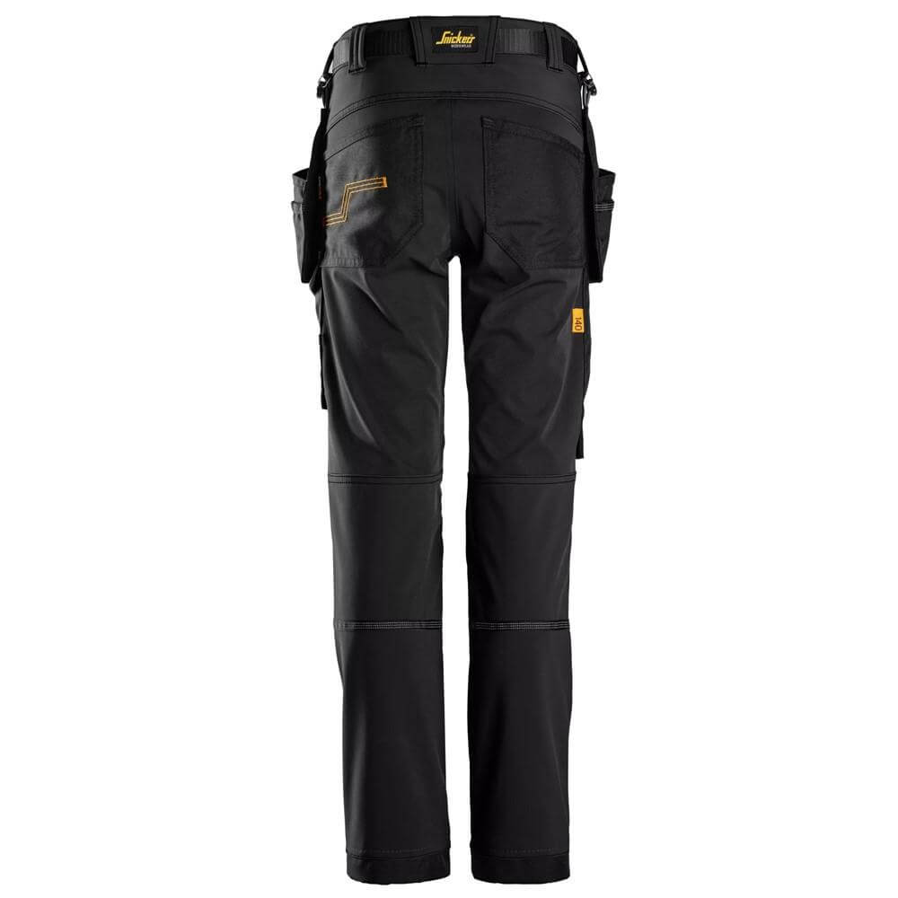 Snickers 7575 AllroundWork Junior 4 way Stretch Trousers Black Black back #colour_black-black