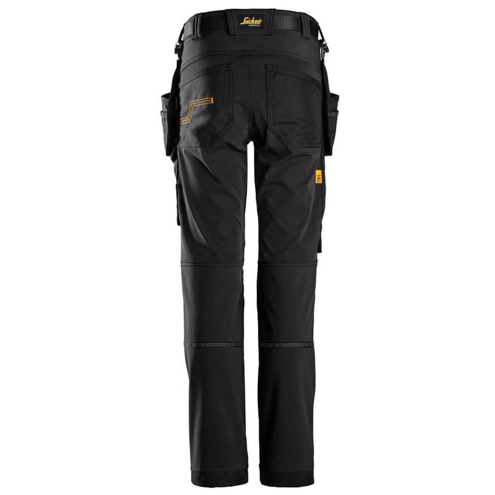 Snickers 7575 AllroundWork Junior 4 way Stretch Trousers Black Black back #colour_black-black