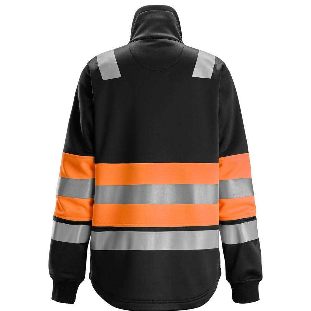 Snickers 8077 High Vis Class 1 Womens Full Zip Jacket Hi Vis Orange Black back #colour_hi-vis-orange-black