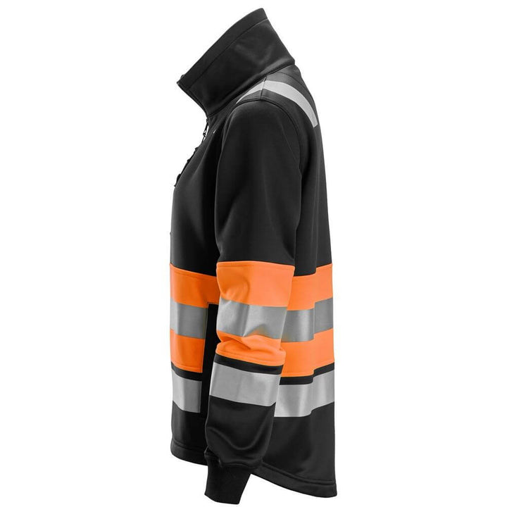 Snickers 8077 High Vis Class 1 Womens Full Zip Jacket Hi Vis Orange Black left #colour_hi-vis-orange-black