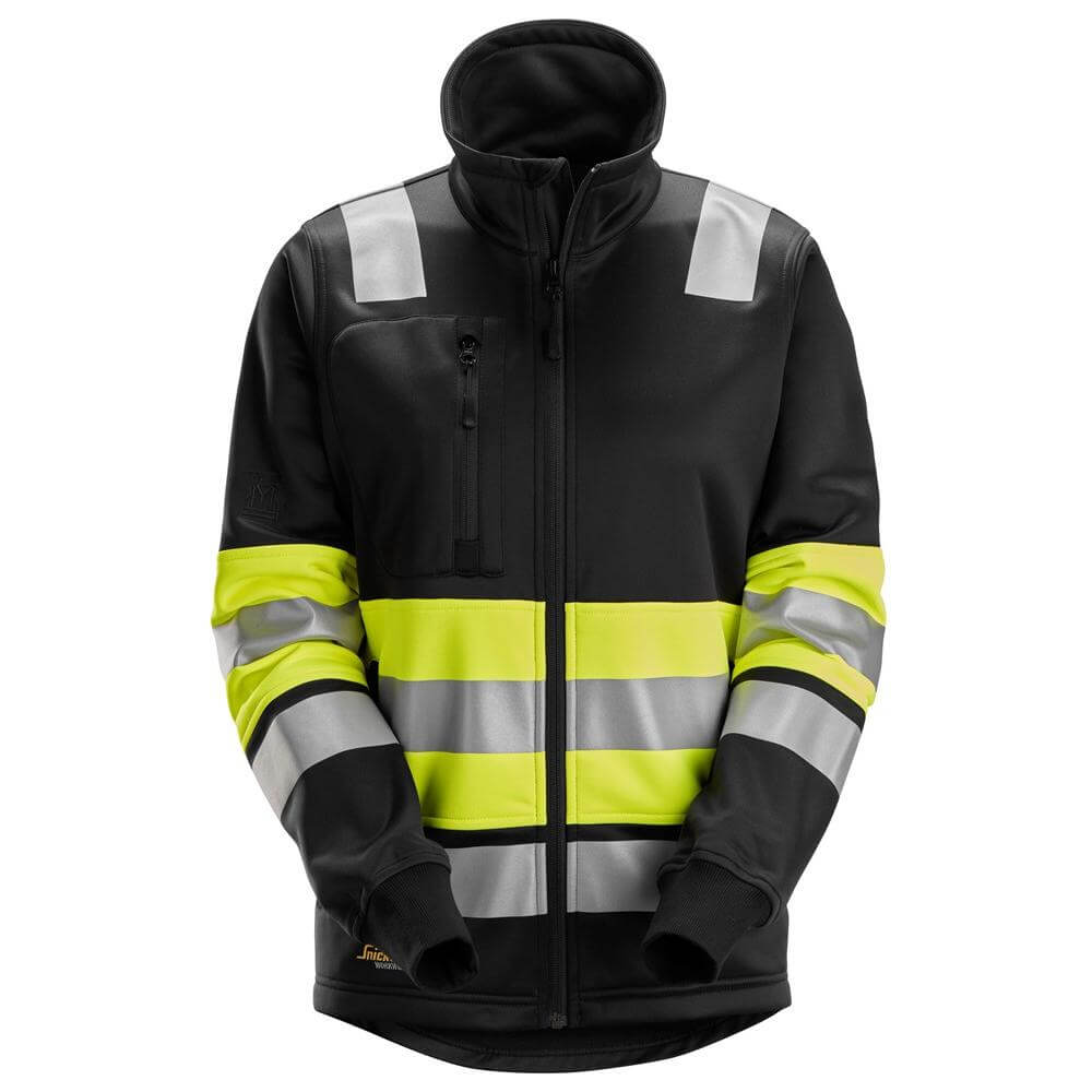 Snickers 8077 High Vis Class 1 Womens Full Zip Jacket Hi Vis Yellow Black Main #colour_hi-vis-yellow-black