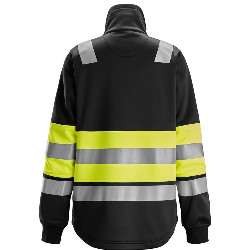 Snickers 8077 High Vis Class 1 Womens Full Zip Jacket Hi Vis Yellow Black back #colour_hi-vis-yellow-black