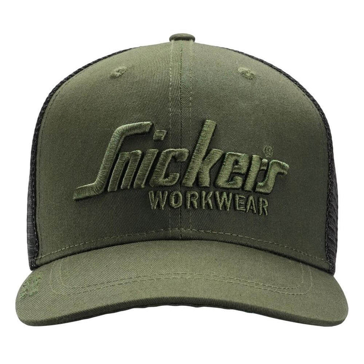 Snickers 9001 Trucker Cap Khaki Green Black Main #colour_khaki-green-black
