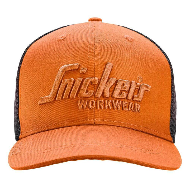 Snickers 9001 Trucker Cap Warm Orange Black Main #colour_warm-orange-black