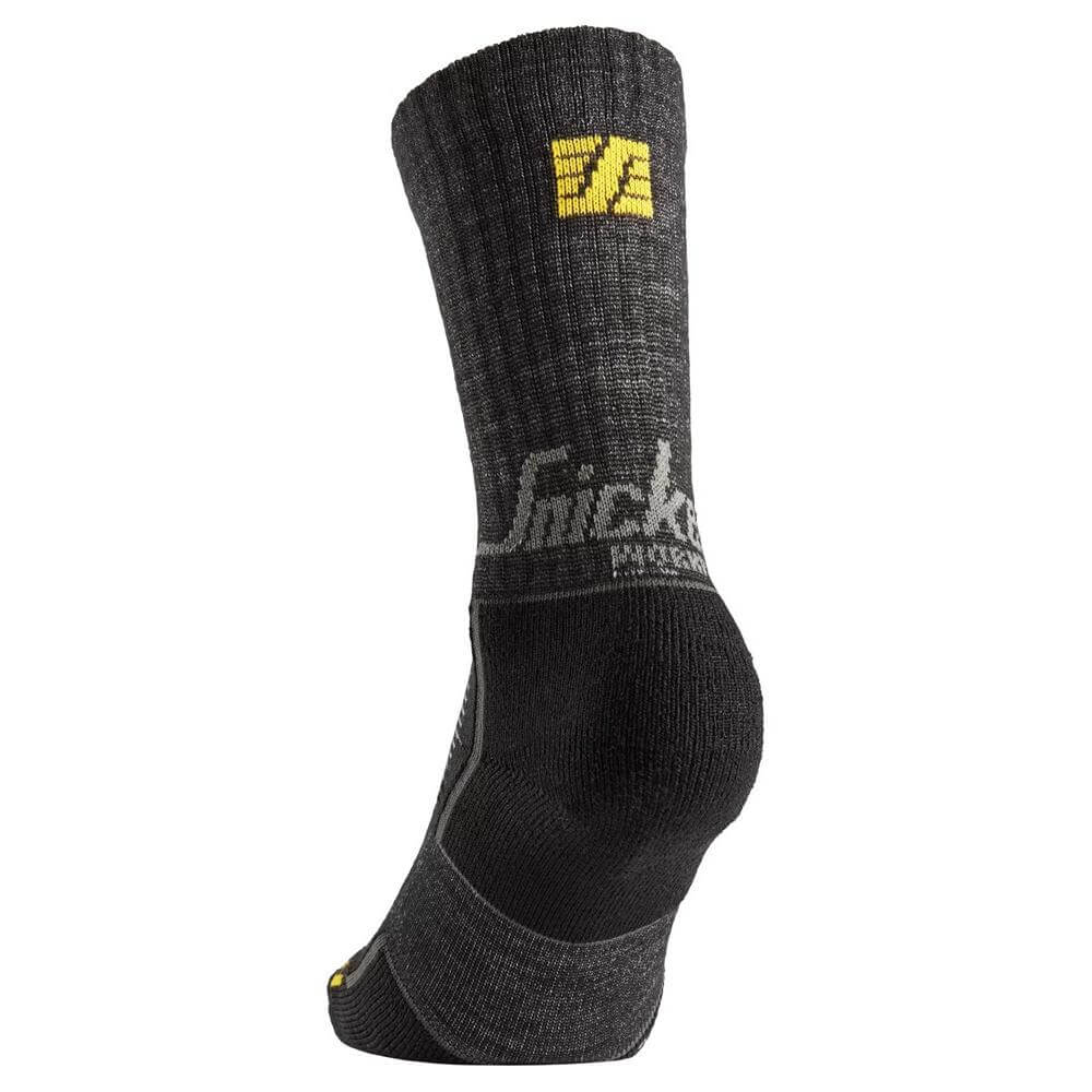 Snickers 9246 Wool CORDURA Socks 2 pack Anthracite Melange Black back #colour_anthracite-melange-black