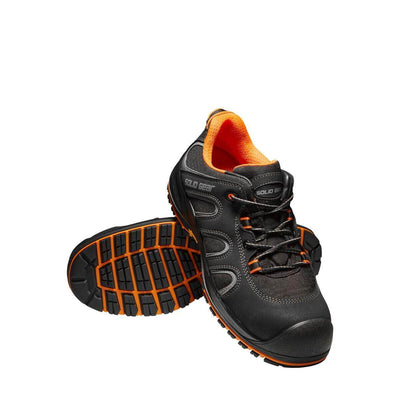 Solid Gear by Snickers 73001 Griffin S3 ESD Composite Toe Wide Fit Safety Trainer Shoes Black Orange 05 #colour_black-orange