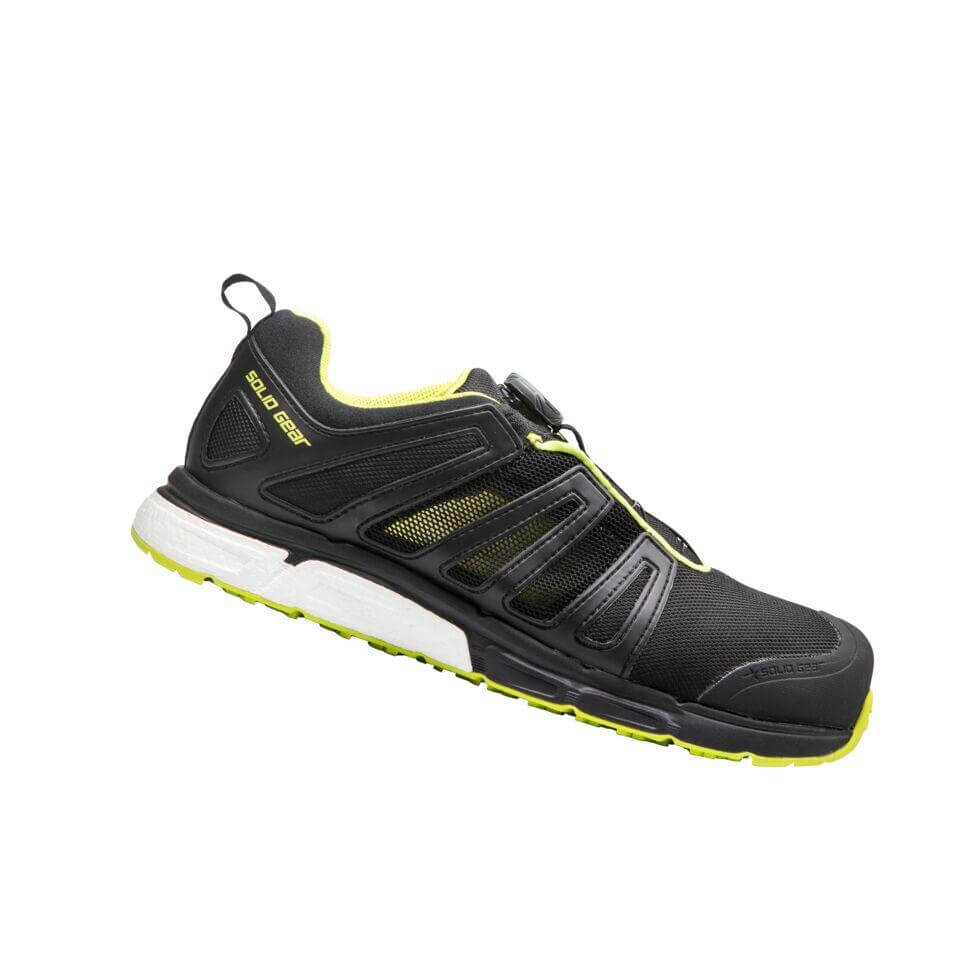 Solid Gear by Snickers 76003 Vent Plasma Lightweight Cushioned Comfort S1P Composite Nano Toe Safety Trainer Shoes Black Yellow 1B #colour_black-yellow