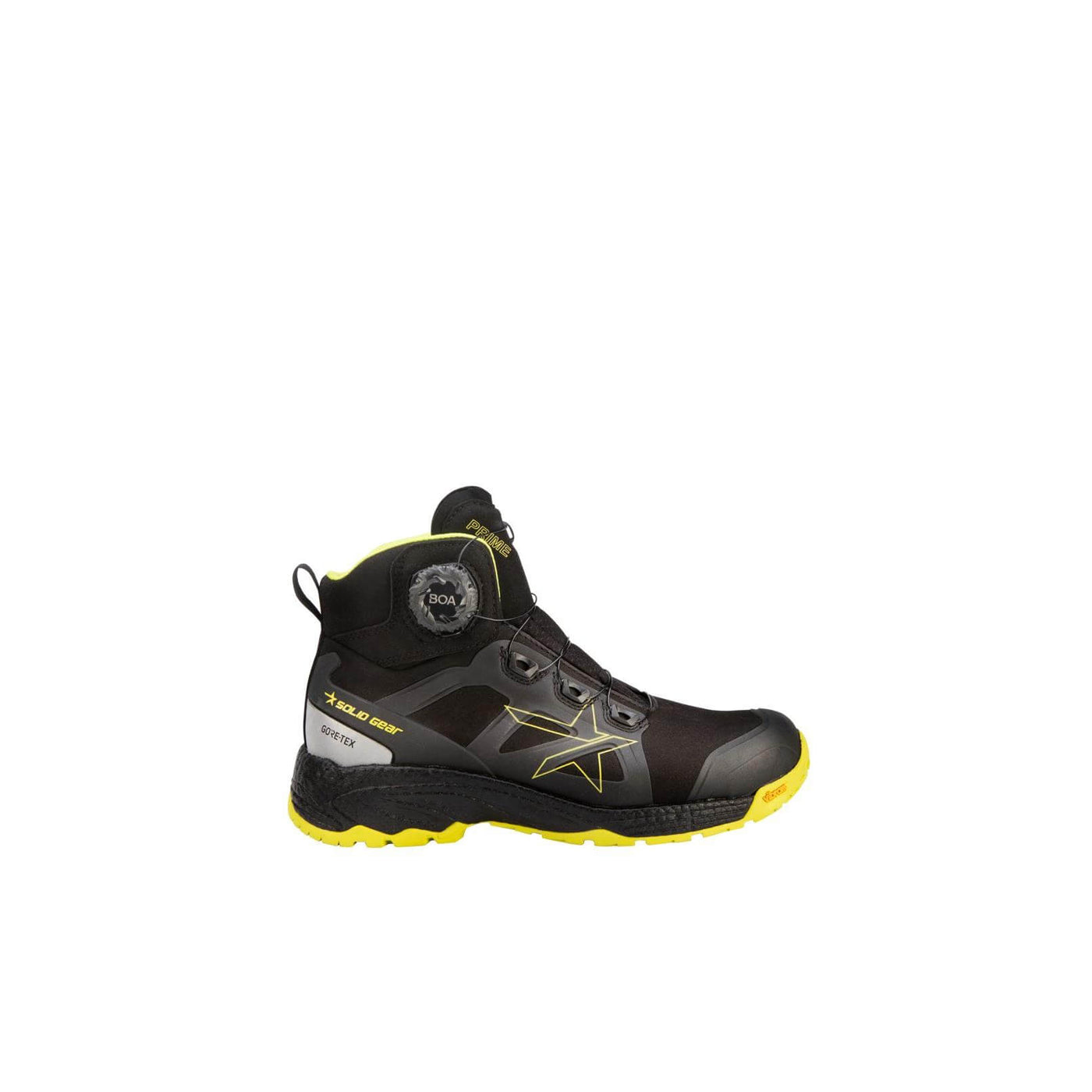 Solid Gear by Snickers 80012 Prime GTX Mid Cut Lightweight GORE TEX Waterproof BOA S3 Wide Fit Safety Trainer Boots Black Yellow 01 #colour_black-yellow
