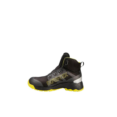 Solid Gear by Snickers 80012 Prime GTX Mid Cut Lightweight GORE TEX Waterproof BOA S3 Wide Fit Safety Trainer Boots Black Yellow 02 #colour_black-yellow