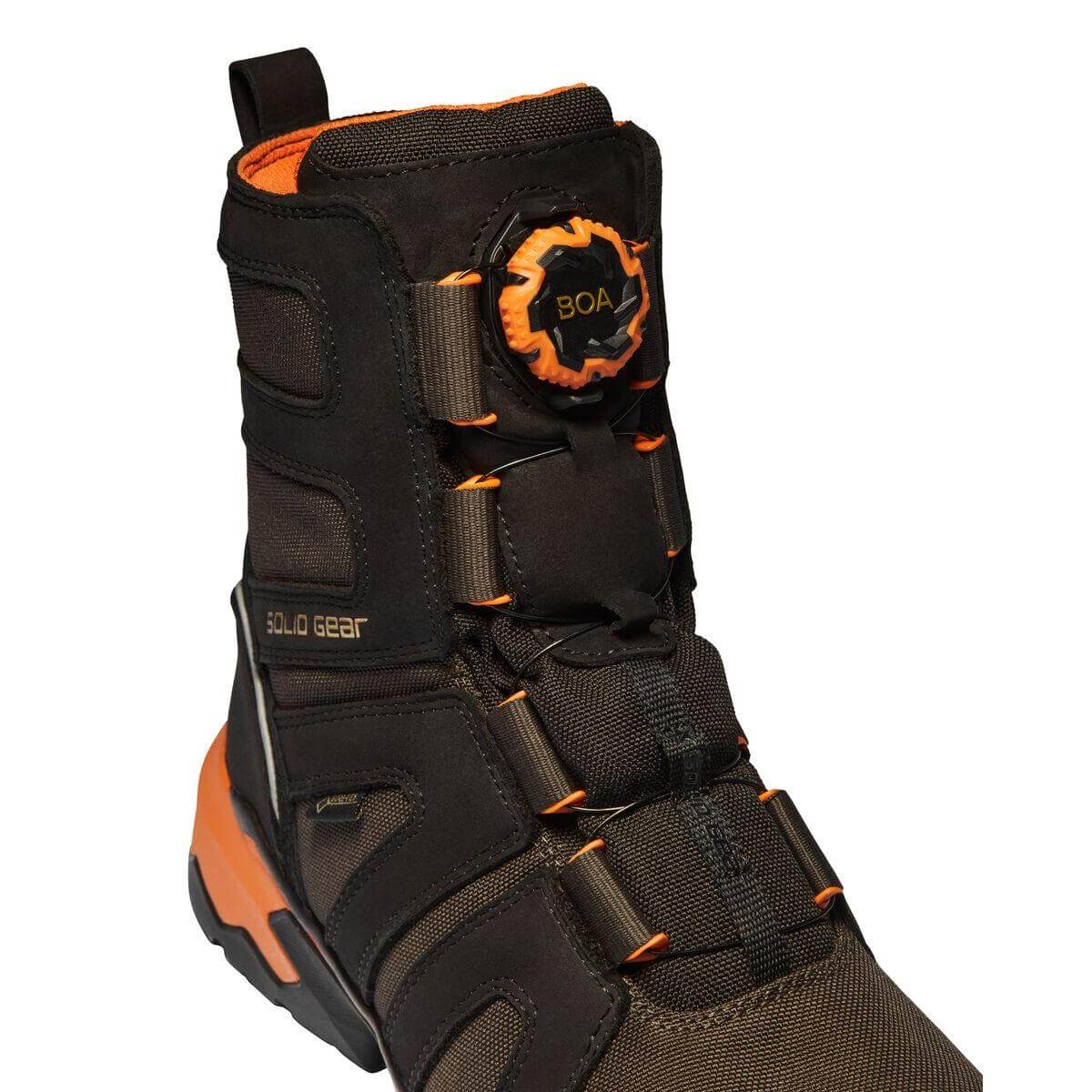 Solid Gear by Snickers 81001 Tigris GTX AG High Leg Wide Fit Gore Tex Wool Lined Waterproof S3 BOA Safety Boots Black Orange 06 #colour_black-orange