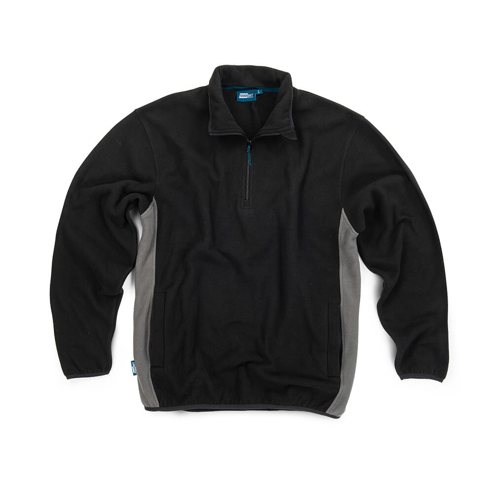 Tough Grit 2-Tone 1/4 Zip Lightweight Quick-Dry Fleece Black/Charcoal 1#colour_black-charcoal