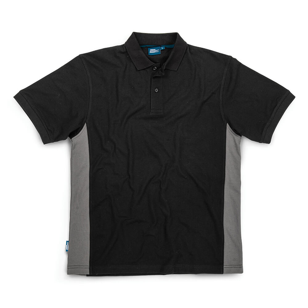 Tough Grit 2-Tone Cotton Polo Shirt Black/Charcoal 1#colour_black-charcoal