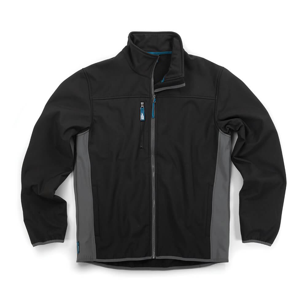 Tough Grit 2-Tone Fleece-Lined Water Resistant Breathable Softshell Jacket Black/Charcoal 1#colour_black-charcoal