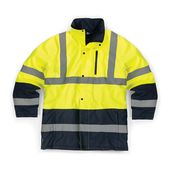 Tough Grit Hi-Vis 2-Tone Breathable Waterproof Jacket Yellow/Navy 1#colour_yellow-navy