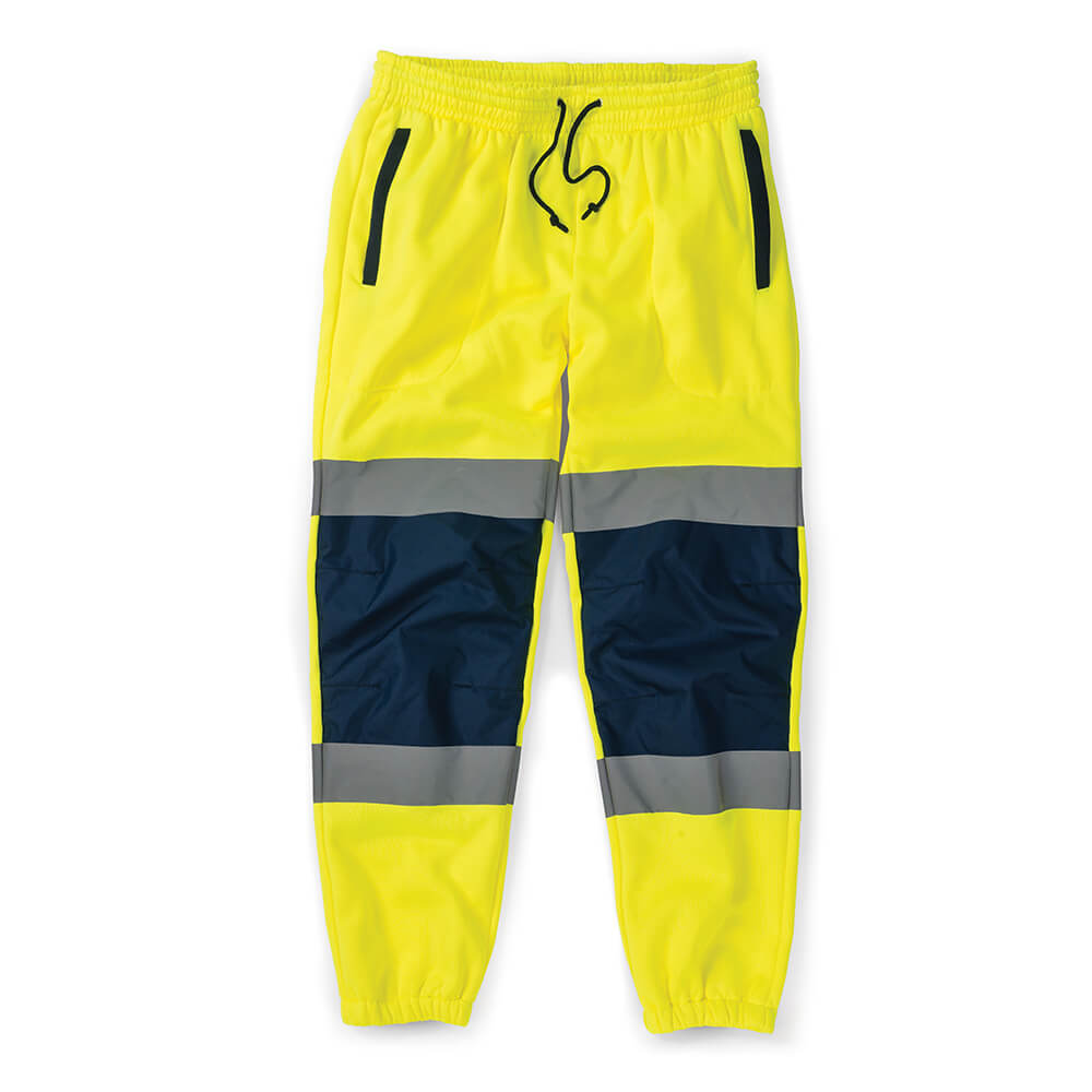 Tough Grit Hi-Vis 2-Tone Elasticated Waist Jogger Pants Yellow/Navy 1#colour_yellow-navy