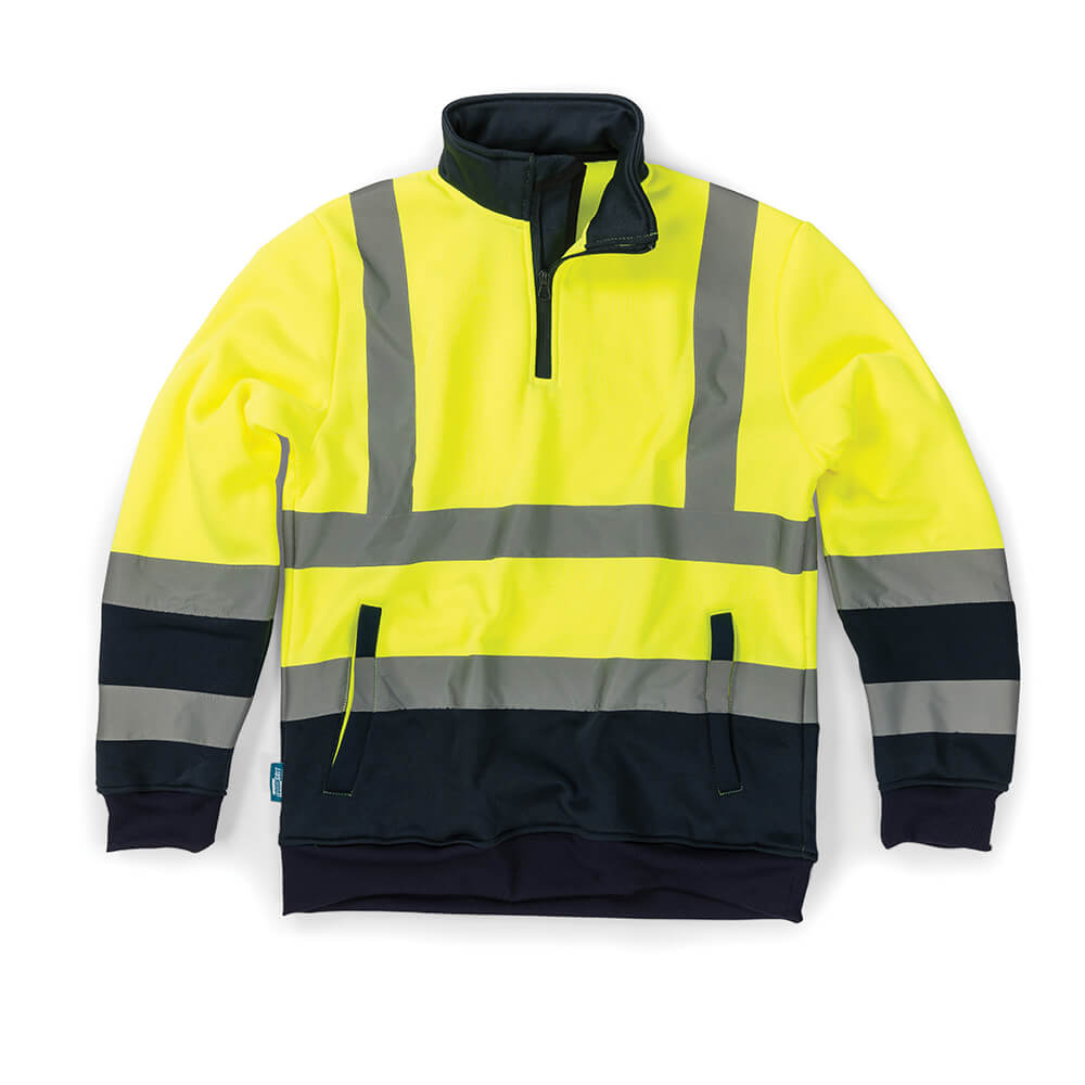 Tough Grit Hi-Vis UV Protective 2-Tone Sweatshirt Yellow/Navy 1#colour_yellow-navy